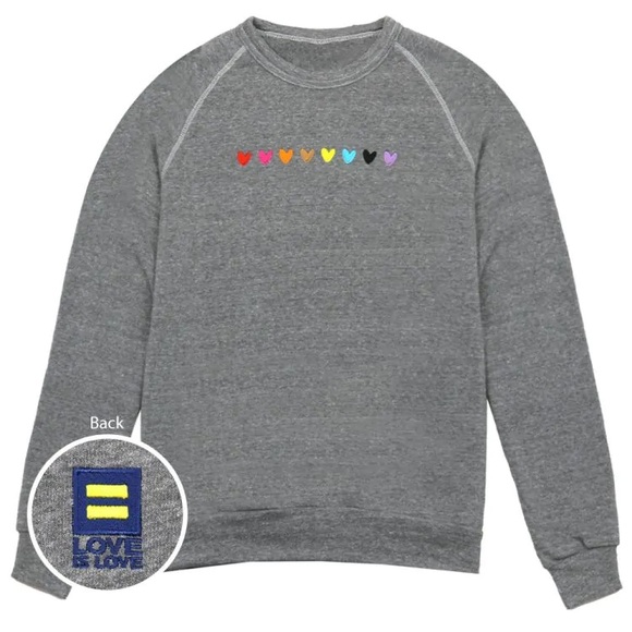 Human Rights Campaign Sweaters - Human rights campaign Love is Love Embroidered Hearts Sweatshirt. Size small.